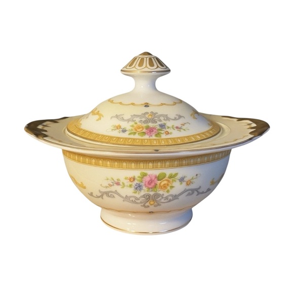 Meito China Japan Lidded Covered Bowl Gold Gilt Floral Scalloped Rim Vtg - Picture 8 of 8